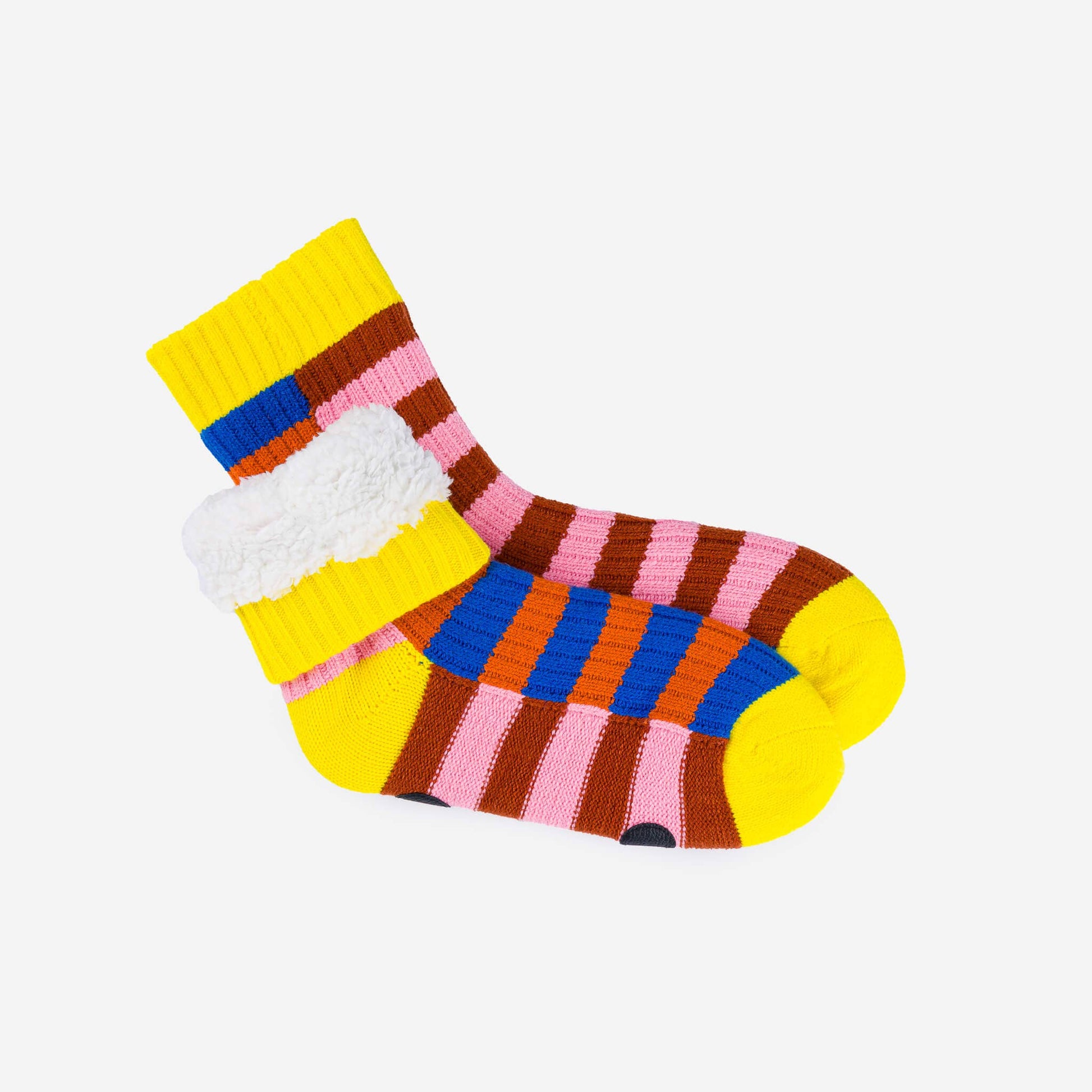 Super Stripe Knit House Socks: Poppy Lilac / L/XL - W 9.5-12.5<br>M 8-11 - PMA Store at the Portland Museum of Art, Maine