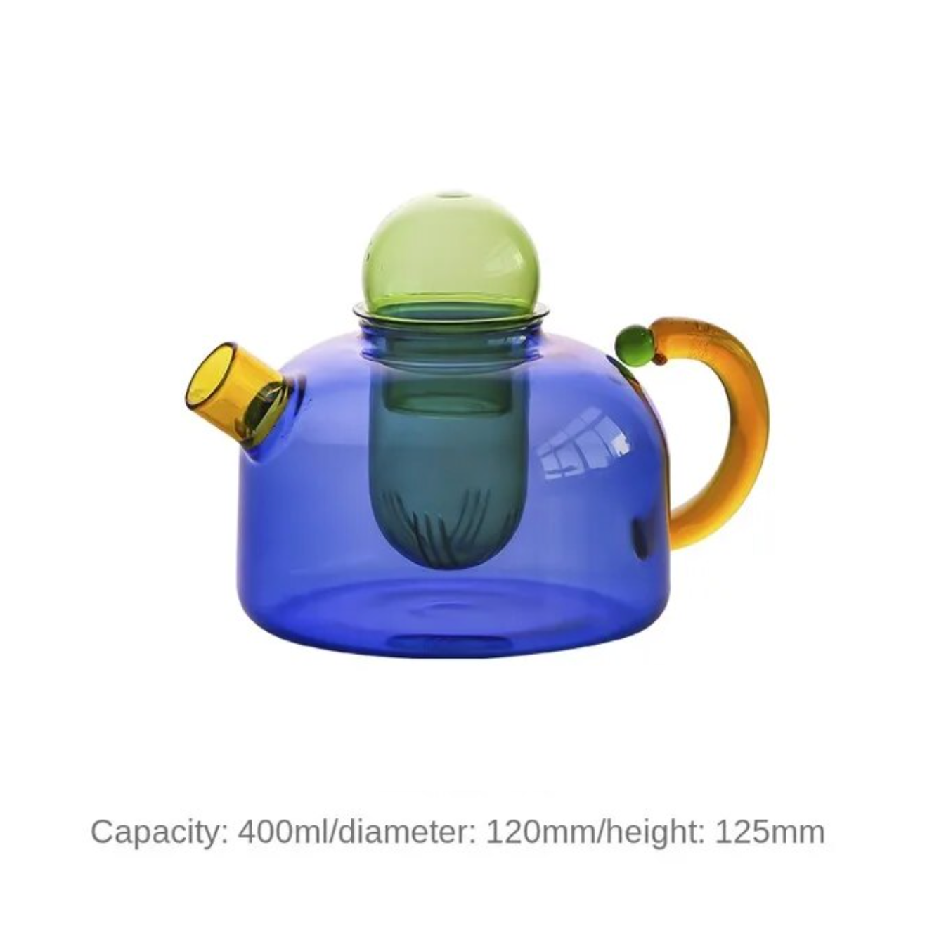 Contrasting Color Heat Resistant Glass Teapot and Cups: Blue Cup - PMA Store at the Portland Museum of Art, Maine