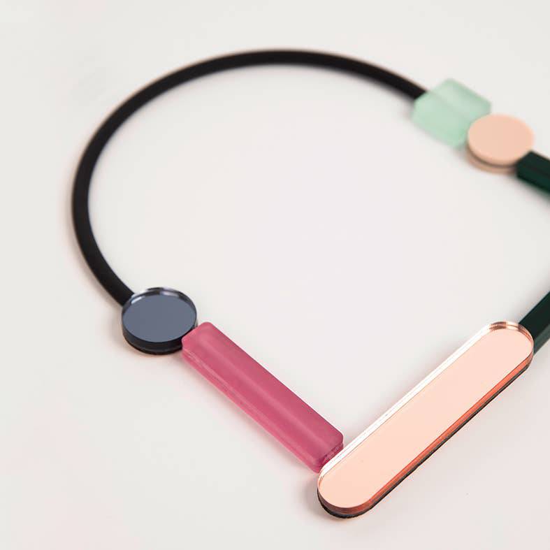 NEW Impulse Necklace - O: Royal Green Gold Rose and Beige - PMA Store at the Portland Museum of Art, Maine