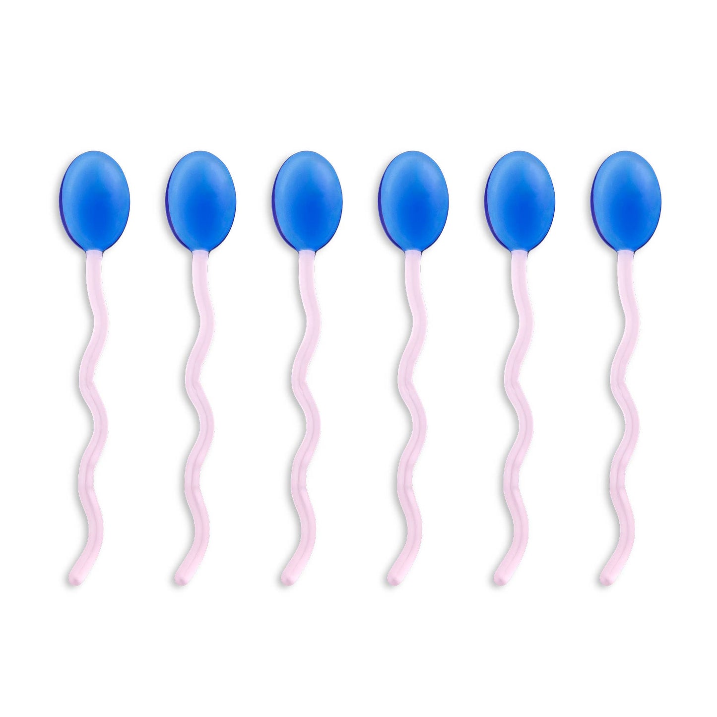 6pk Squiggle Handle Glass Spoons - Blue/Pink - PMA Store at the Portland Museum of Art, Maine