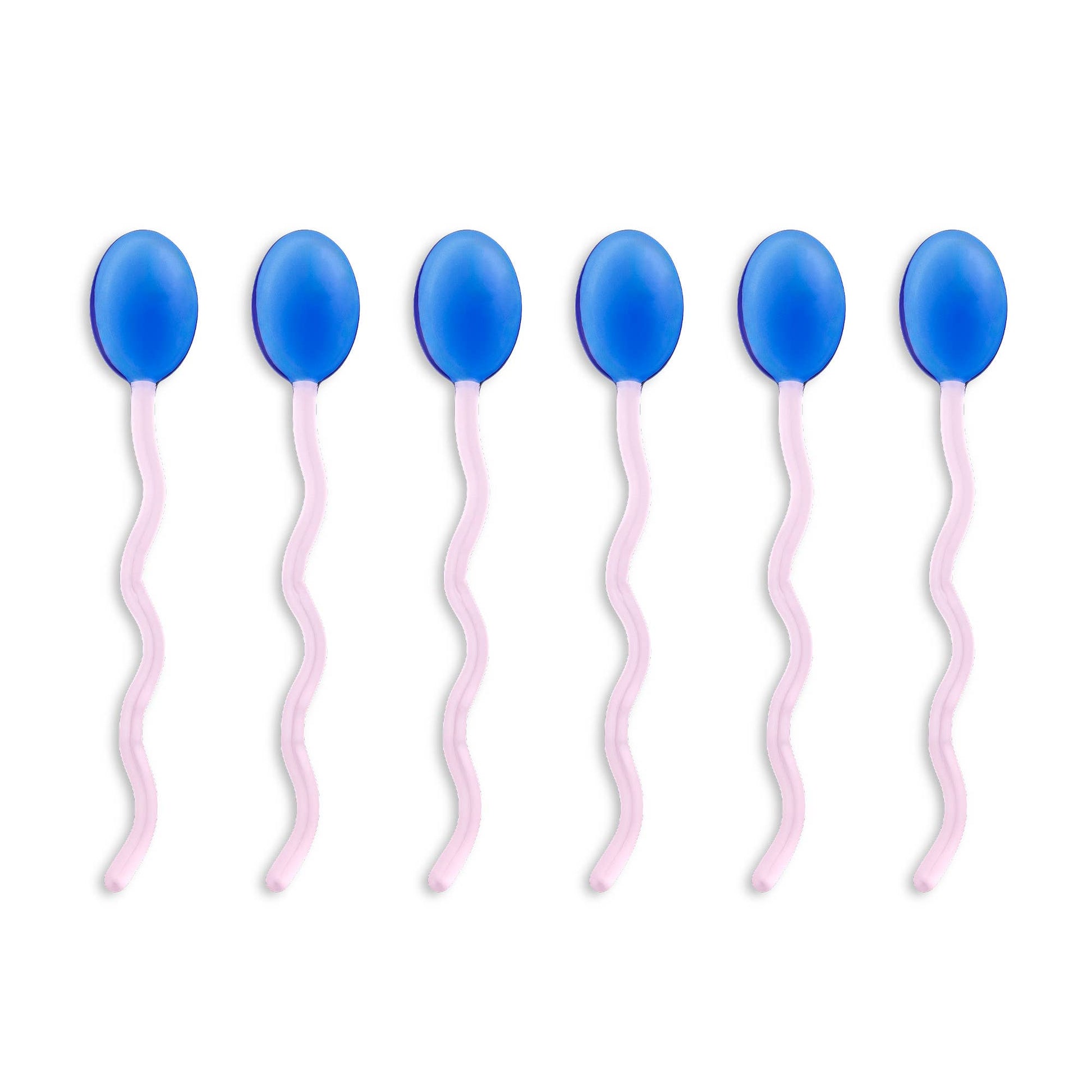 6pk Squiggle Handle Glass Spoons - Blue/Pink - PMA Store at the Portland Museum of Art, Maine