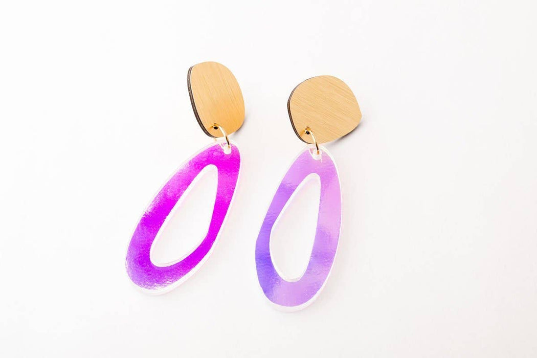 dconstruct - Ecoresin Earrings - Fluid Oval Drop: Fleur Vitamin C / Gold