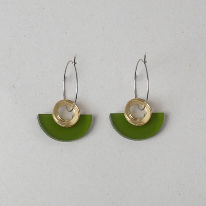 NEW Blok Earrings - Color: Turquoise and Gold Rose Mirror - PMA Store at the Portland Museum of Art, Maine
