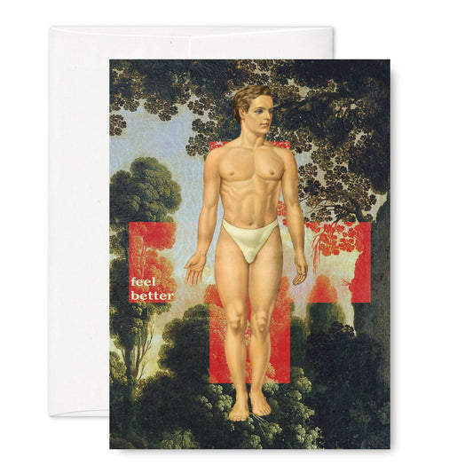 Pictrix Design - "Feel better (man)" A6 get well card 👉with STICKERS👈: Recycled white envelopes - PMA Store at the Portland Museum of Art, Maine