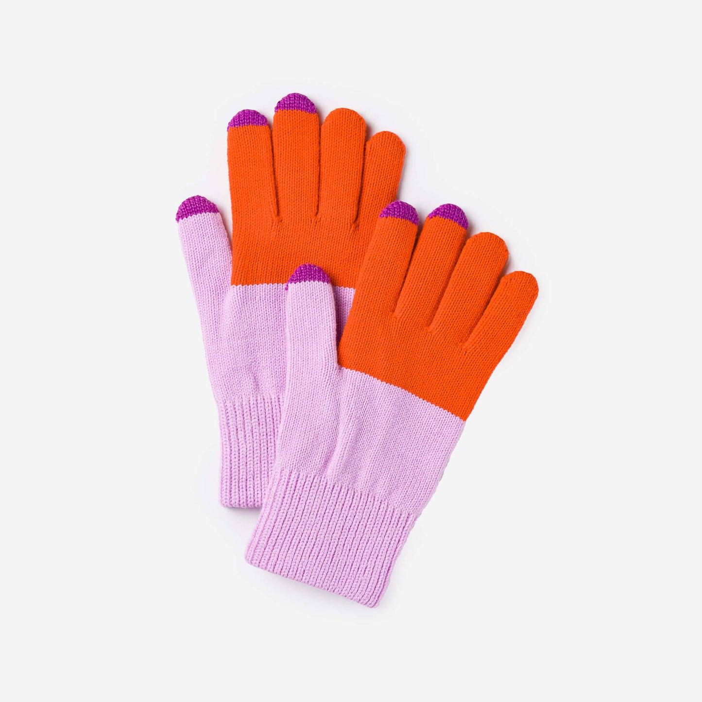 Colorblock Knit Touchscreen Gloves: Kelly Peach - PMA Store at the Portland Museum of Art, Maine