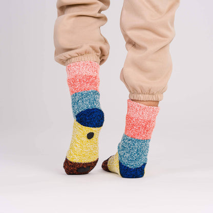 Color Band House Socks: Poppy Teal / L/XL - W 9.5-12.5<br>M 8-11 - PMA Store at the Portland Museum of Art, Maine