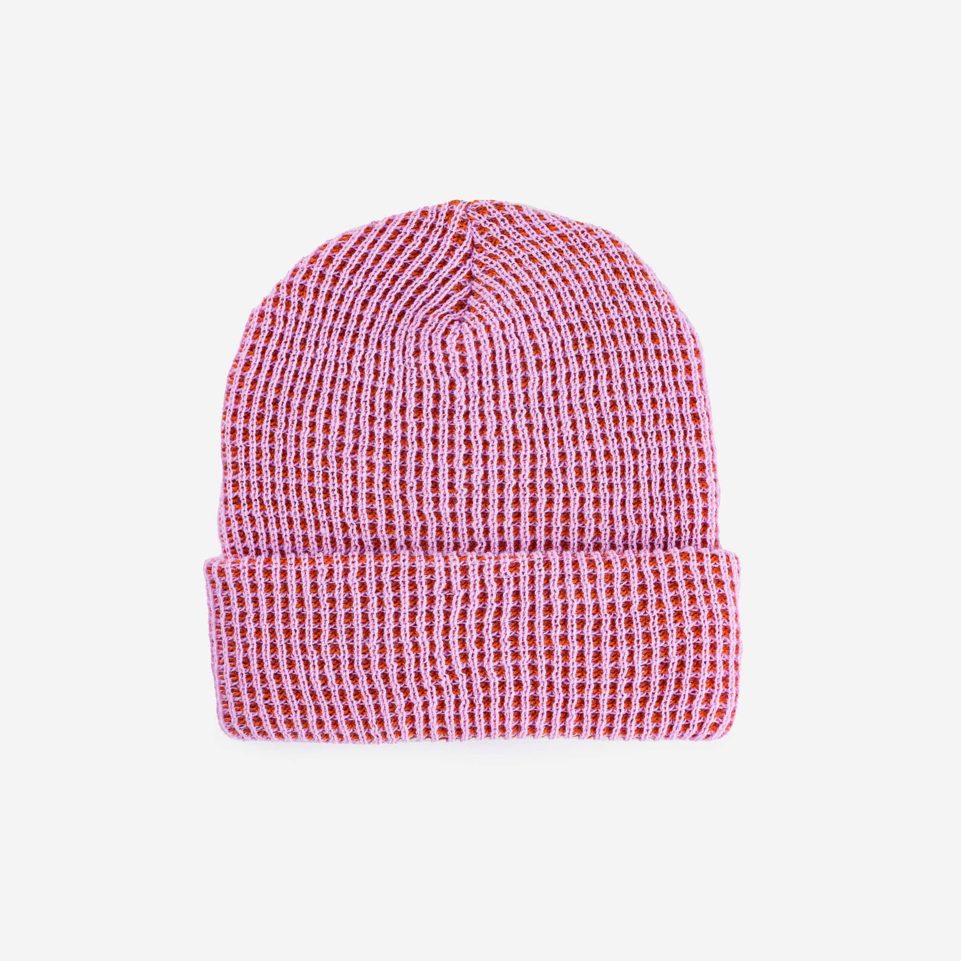 Simple Grid Knit Beanie: Lime Pink - PMA Store at the Portland Museum of Art, Maine