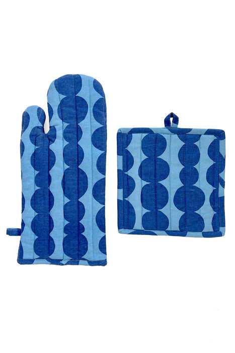 See Design - Oven Mitt & Potholder Set: Blocks Black/Grey