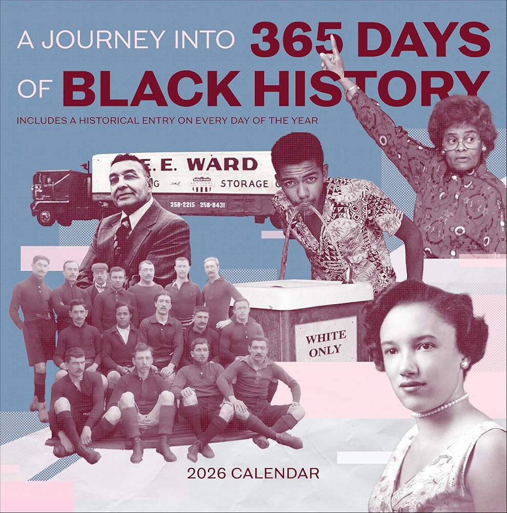 Wall Calendar 2026, A Journey into 365 Days of Black History, 12 Months, Large Grid Design Featuring 12 Artworks cover image