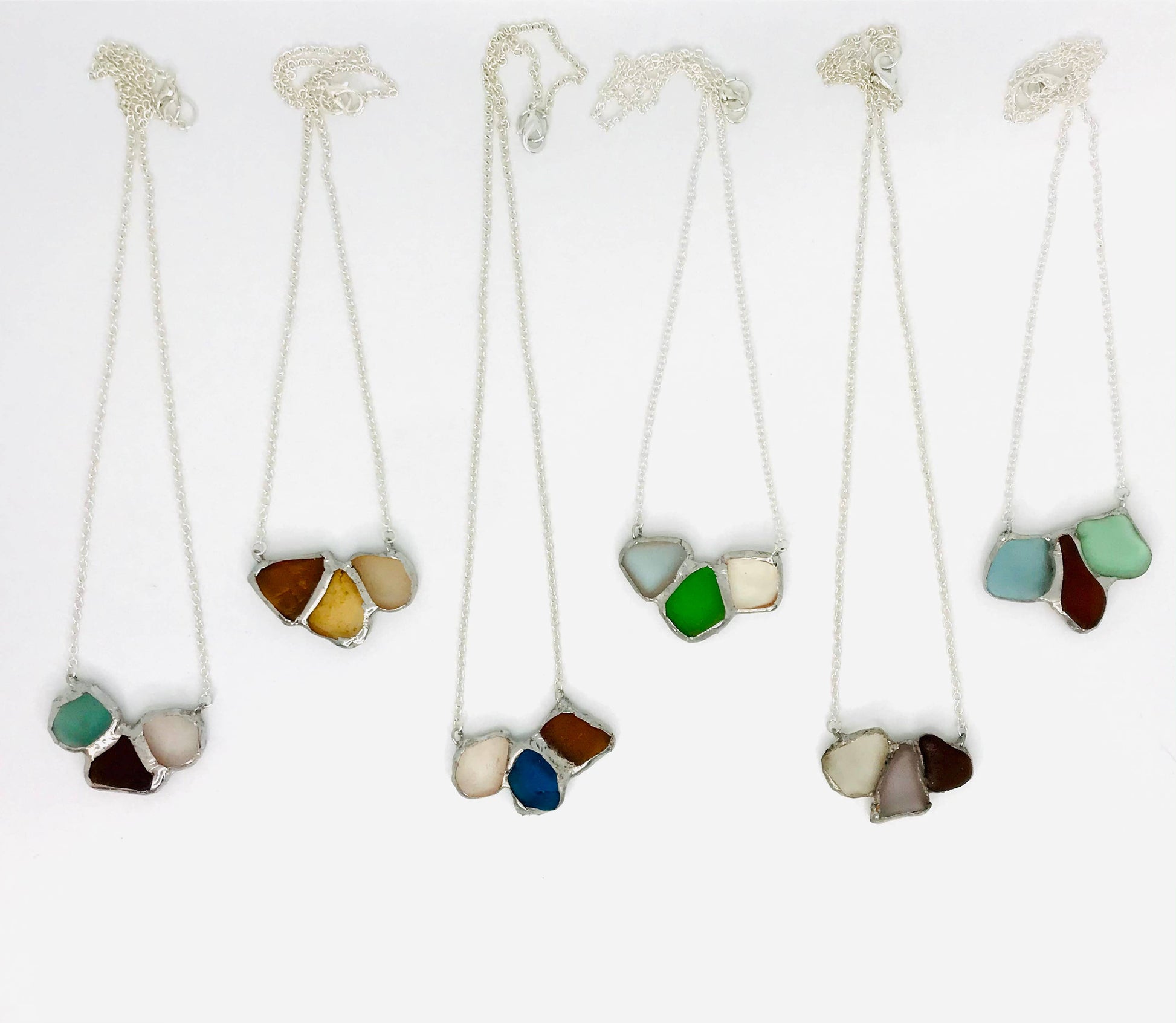 Cyn Elizabeth Studios - Shoreline Souvenir Sea Glass Necklace: Carded on white cardstock - PMA Store at the Portland Museum of Art, Maine