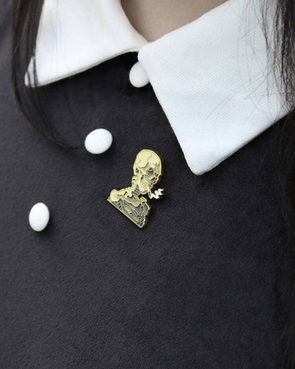 Skull of a Skeleton with Burning Cigarette • Enamel Pin - PMA Store at the Portland Museum of Art, Maine