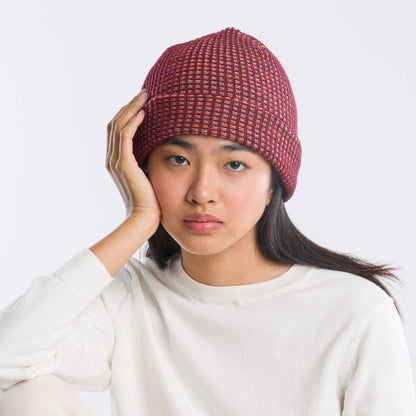Simple Grid Knit Beanie: Lime Pink - PMA Store at the Portland Museum of Art, Maine