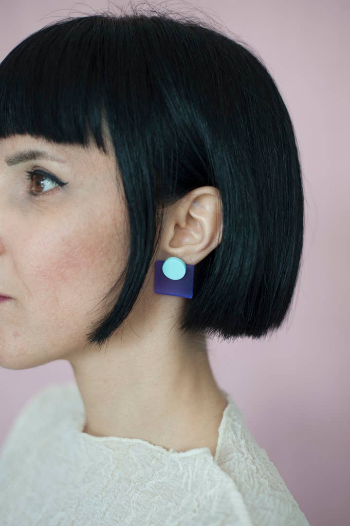 Pamela Coromoto - Glare Mini Earrings - Spring/Summer : Olive/Lilac