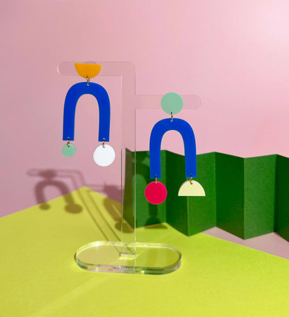 Combinist Goods - Collage Earrings: Hot Pink