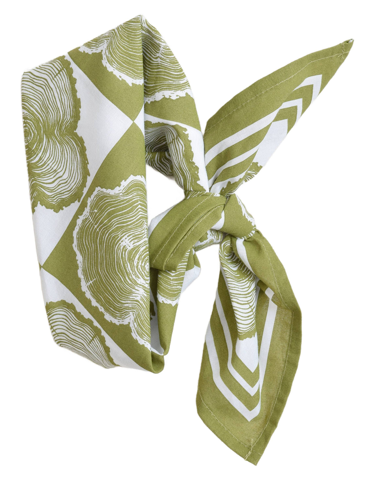Hearth and Harrow - Tree Ring Bandana - 100% Cotton - Olive Green Print