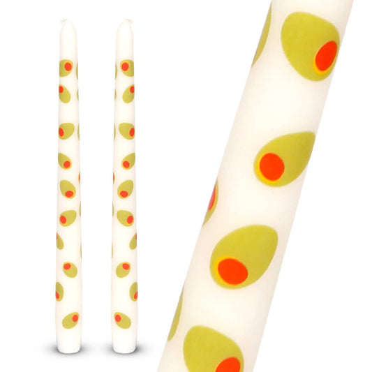 Olive Taper Dinner Candles  | 2 Pack | Summer Decor | - PMA Store at the Portland Museum of Art, Maine