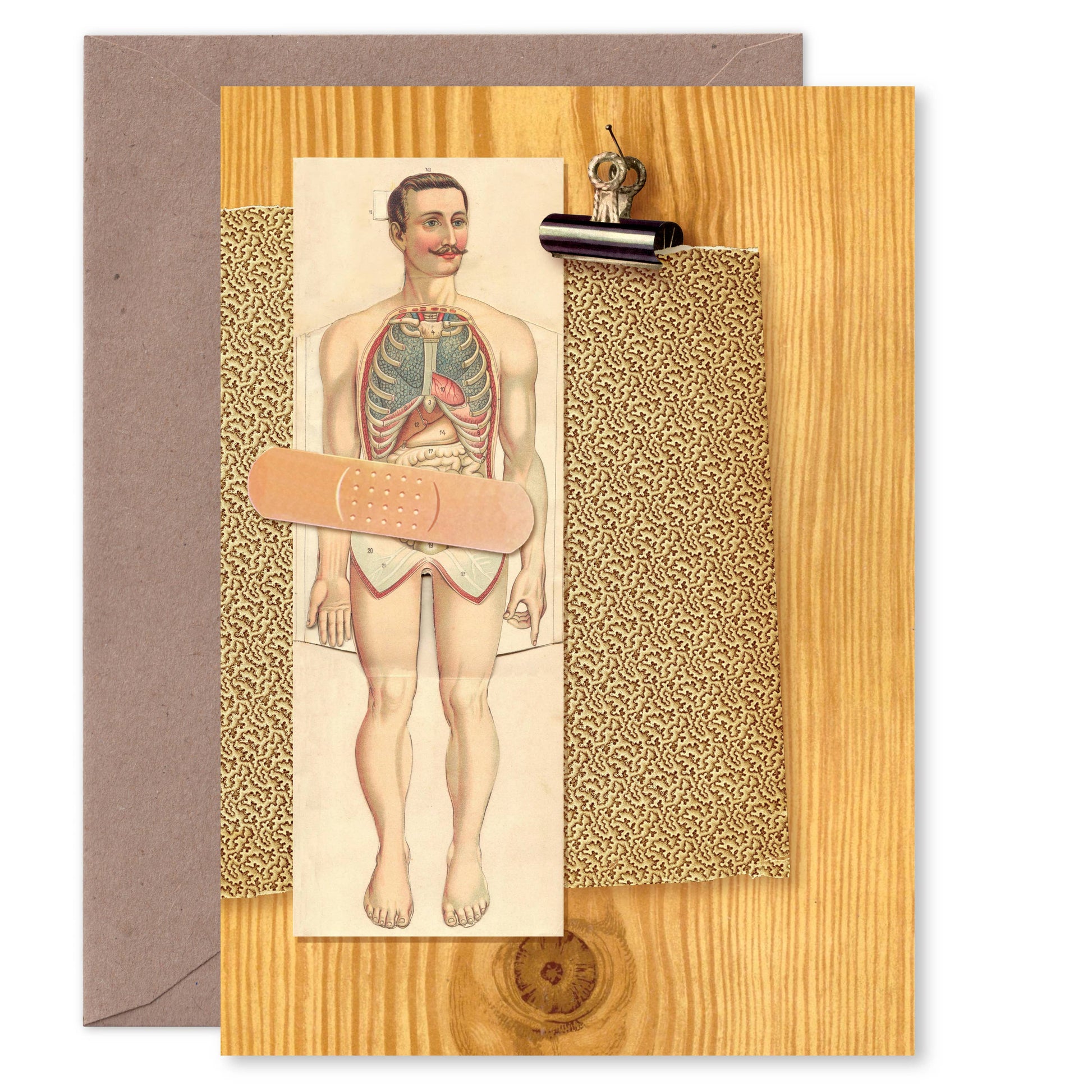 “Post-op” (abdomen/gentleman) get-well card: Recycled white envelopes - PMA Store at the Portland Museum of Art, Maine