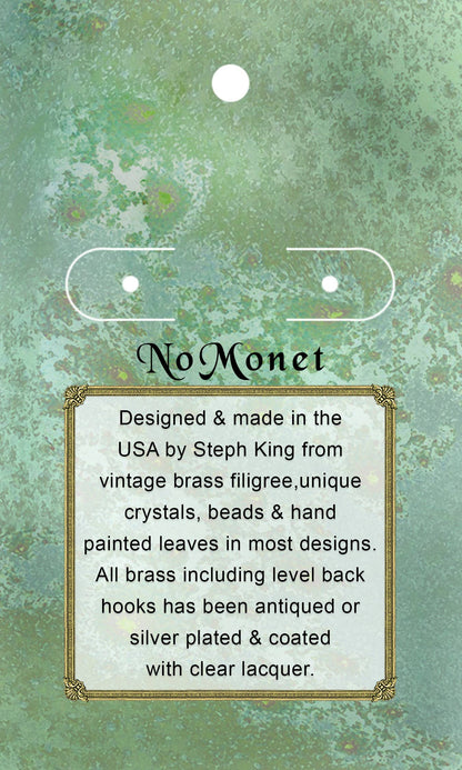 NoMonet - Fairyland: Pearl & Flower Crystal Hand-Painted Drop Earrings: Gold And Turquoise - PMA Store at the Portland Museum of Art, Maine