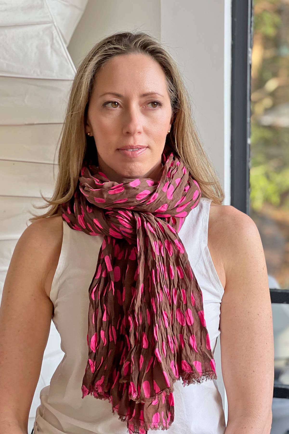 See Design - Cotton Scarf: Spots Red/Mustard