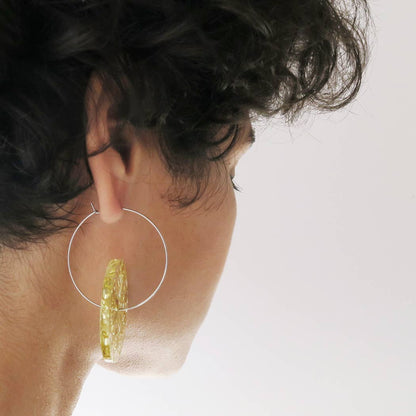 Pamela Coromoto - Circle Earrings -  Big: Clear  Gold sparkle