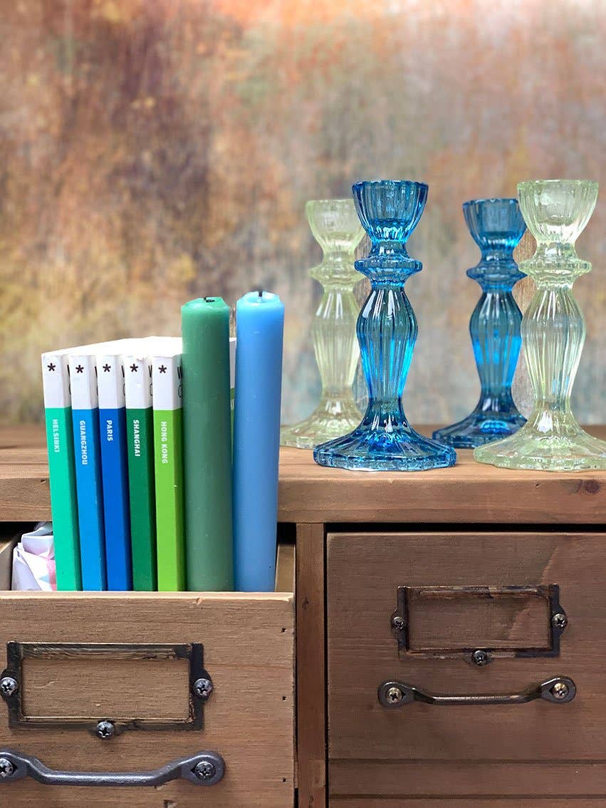 Green & Blue Taper Candle | POS | Summer | Gifts | - PMA Store at the Portland Museum of Art, Maine