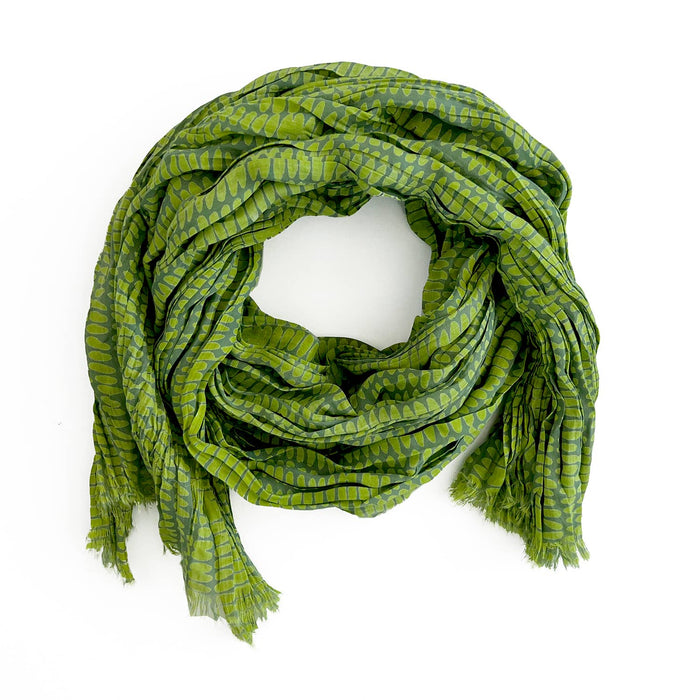 See Design - Cotton Scarf: Speck Green/Citrus