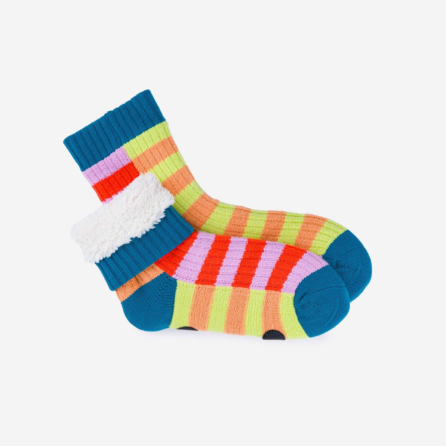 Super Stripe Knit House Socks: Poppy Lilac / L/XL - W 9.5-12.5<br>M 8-11 - PMA Store at the Portland Museum of Art, Maine