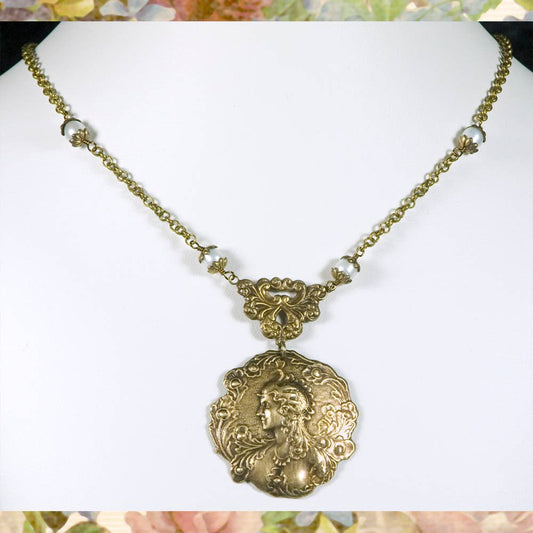 NoMonet - Vintage Brass Necklace - Peacock Goddess Necklace - PMA Store at the Portland Museum of Art, Maine