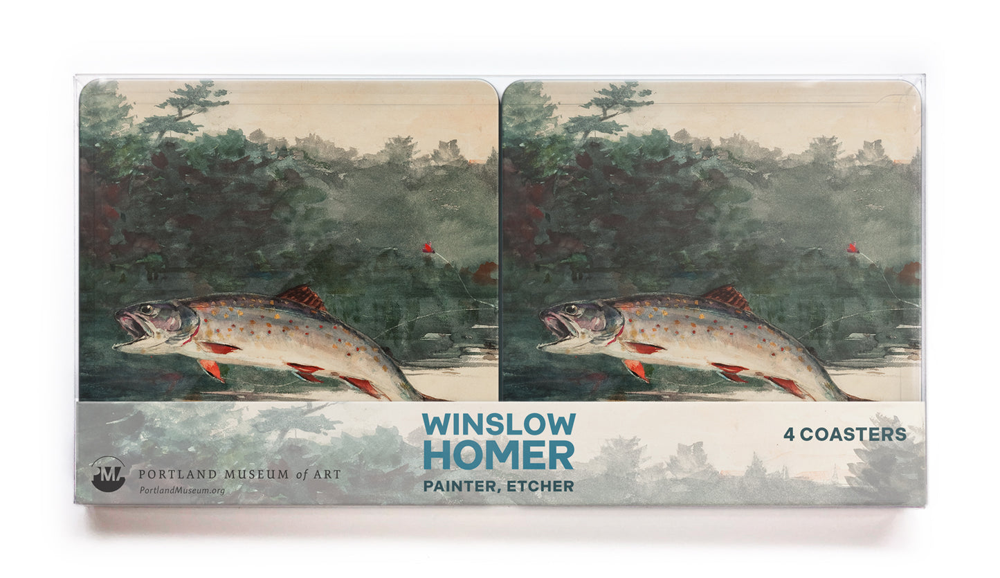 Winslow Homer Leaping Trout Coasters - PMA Store at the Portland Museum of Art, Maine