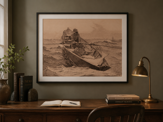 Winslow Homer The Fog Warning Etching  Poster 18 x 24