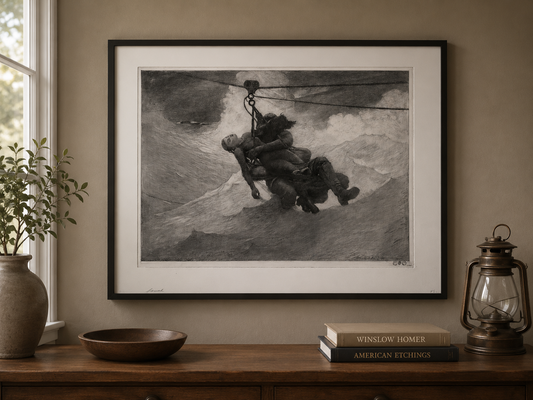 Winslow Homer The Life Line Etching PMA Poster 18 x 24