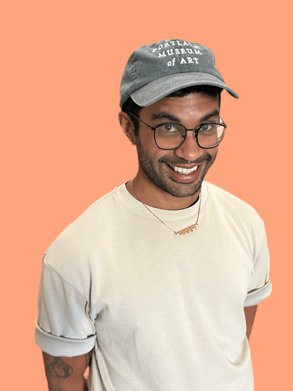 PMA Wordmark Charcoal Washed Baseball Hat 2024 - PMA Store at the Portland Museum of Art, Maine
