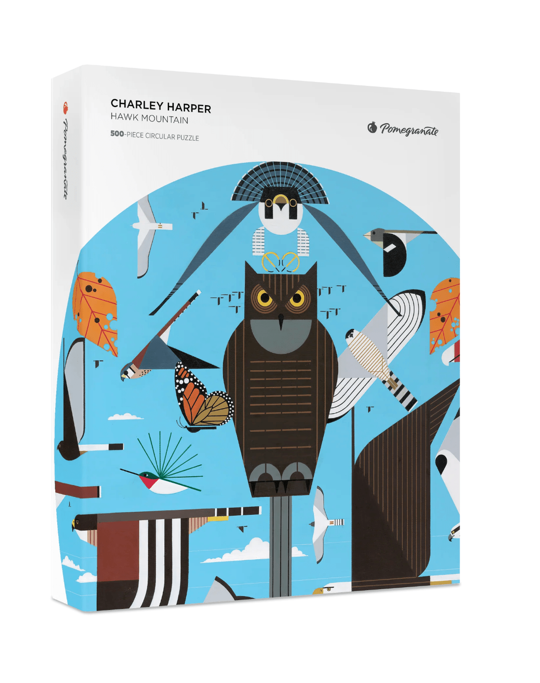 Charley Harper: Hawk Mountain 500-Piece Circular Jigsaw Puzzle - PMA Store at the Portland Museum of Art, Maine