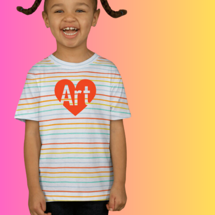 Striped Kids Art is Heart T-Shirt Youth Size