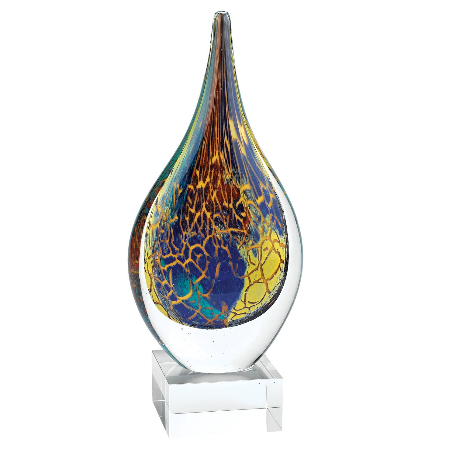 Badash - Firestorm Murano Style Art Glass 11" Teardrop on Base - PMA Store at the Portland Museum of Art, Maine