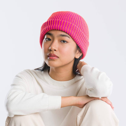 Simple Rib Knit Beanie: Teal Lilac - PMA Store at the Portland Museum of Art, Maine
