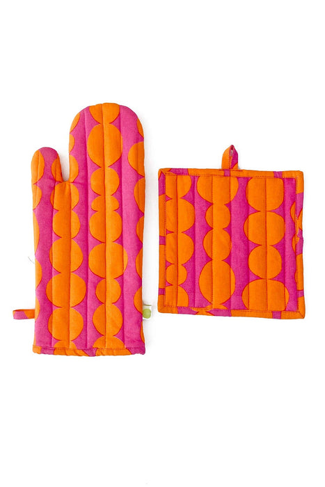 See Design - Oven Mitt & Potholder Set SPRING 2025: Globe Yellow/Orange - PMA Store at the Portland Museum of Art, Maine