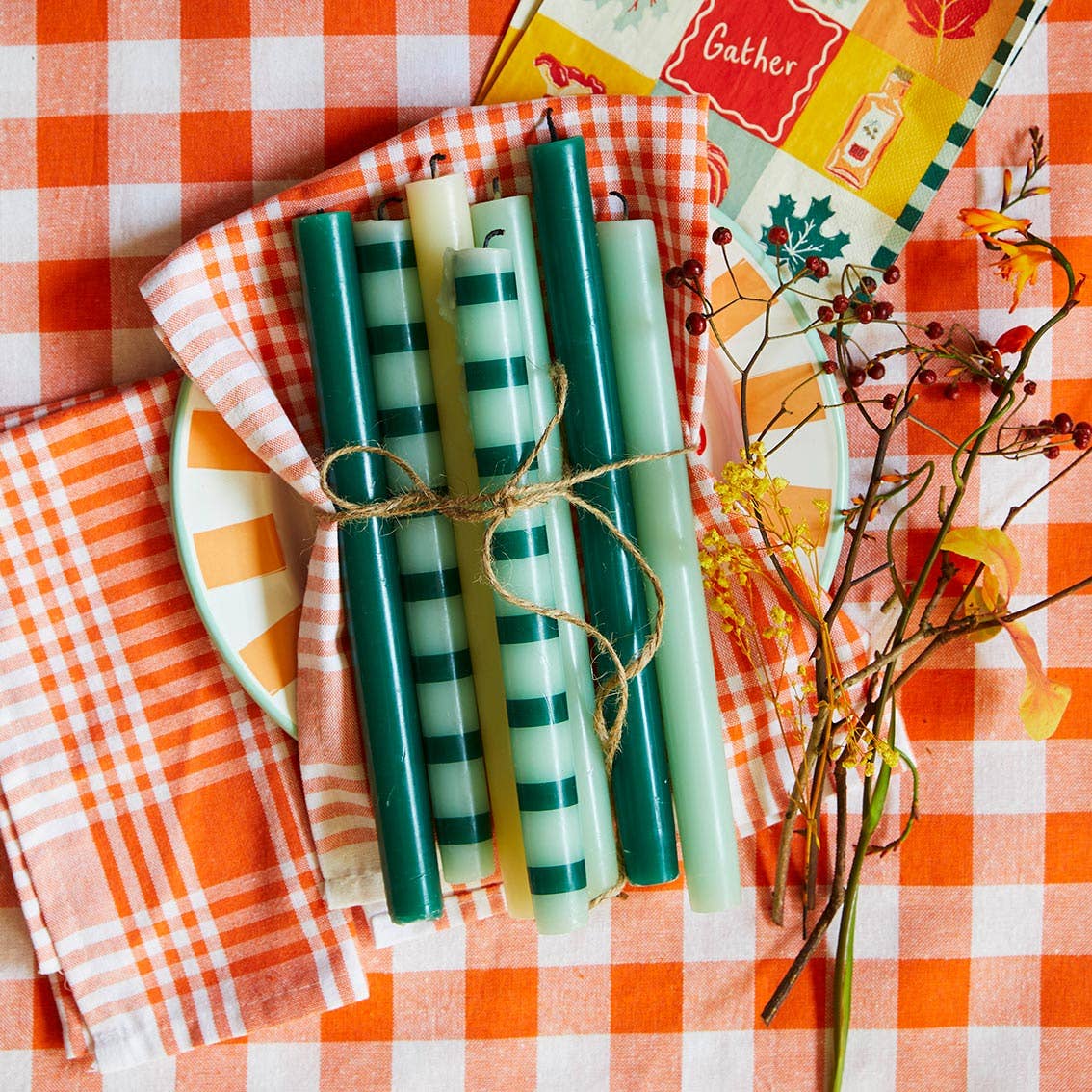 Green Stripe Taper Candle | POS Unit | Gifts | - PMA Store at the Portland Museum of Art, Maine