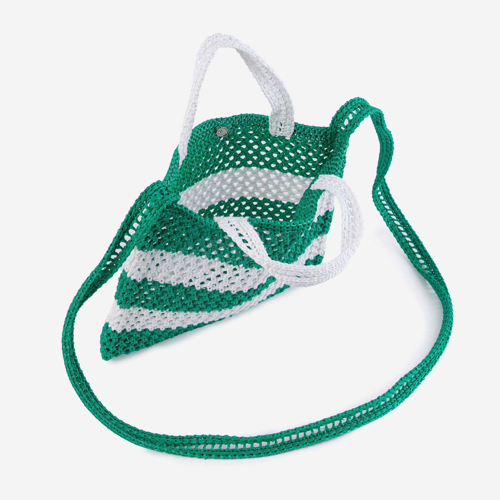 Stripe Raffia Mini Tote: Kelly White - PMA Store at the Portland Museum of Art, Maine