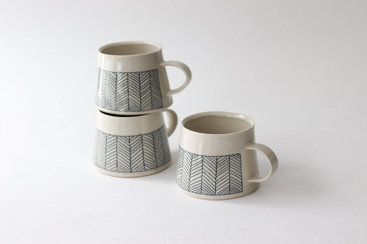 Elizabeth Benotti Ceramics - Herringbone Mug: Black - PMA Store at the Portland Museum of Art, Maine