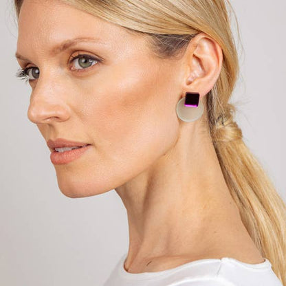 Pamela Coromoto - Glare Mini Earrings: Jade and Purple Mirror
