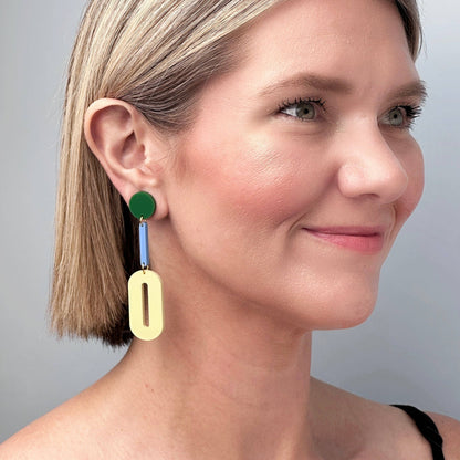 Combinist Goods - Oval Drop Earrings: Green | Blue | Yellow