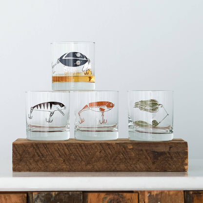 Vital Industries - Fishing Lure Rocks Glasses: Assorted - PMA Store at the Portland Museum of Art, Maine