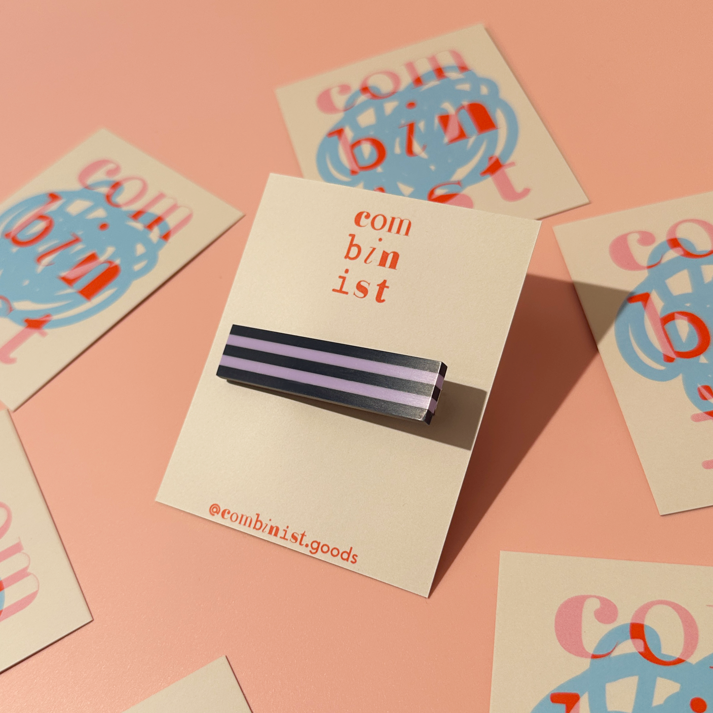 Combinist Goods - Striped Hair Clip | Large: Navy | Pastel Lilac