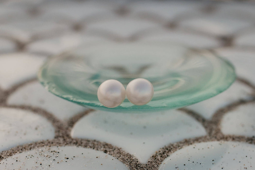 Sea Salt & Silver - White Pearl Stud Earrings: Large - PMA Store at the Portland Museum of Art, Maine