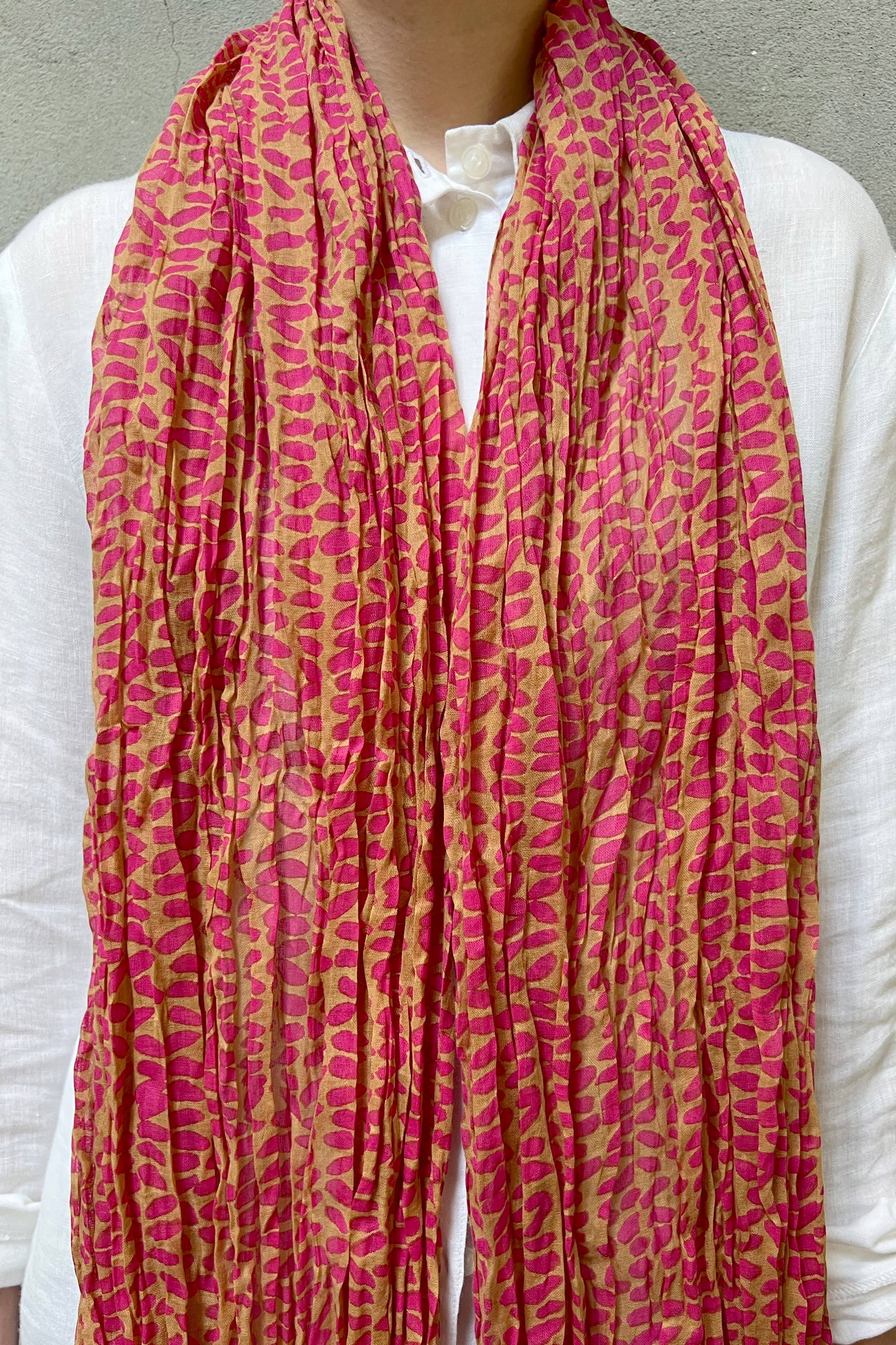 See Design - Cotton Scarf: Notes Yellow/Pink - PMA Store at the Portland Museum of Art, Maine