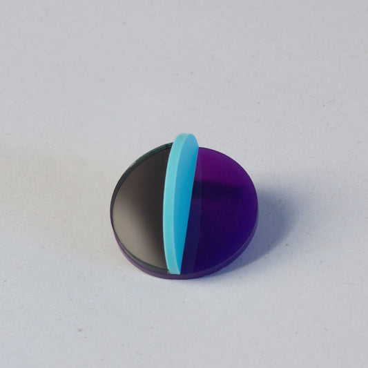 Pamela Coromoto - Dexel Brooch - Vibrant Palette: Bronze Mirror, Purple and Mint