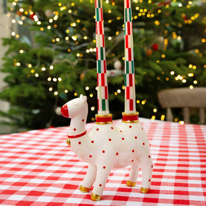 Red & Green Check Dinner Candles | 2 Pack |Christmas Decor | - PMA Store at the Portland Museum of Art, Maine