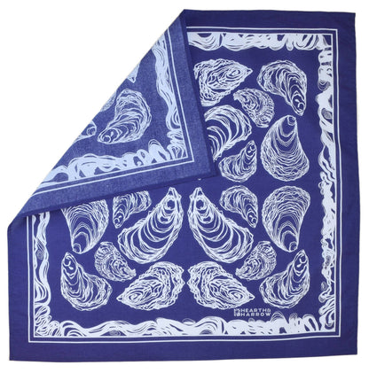 Hearth and Harrow - Oyster Bandana - 100% Cotton - Hand Printed - Royal Blue - PMA Store at the Portland Museum of Art, Maine