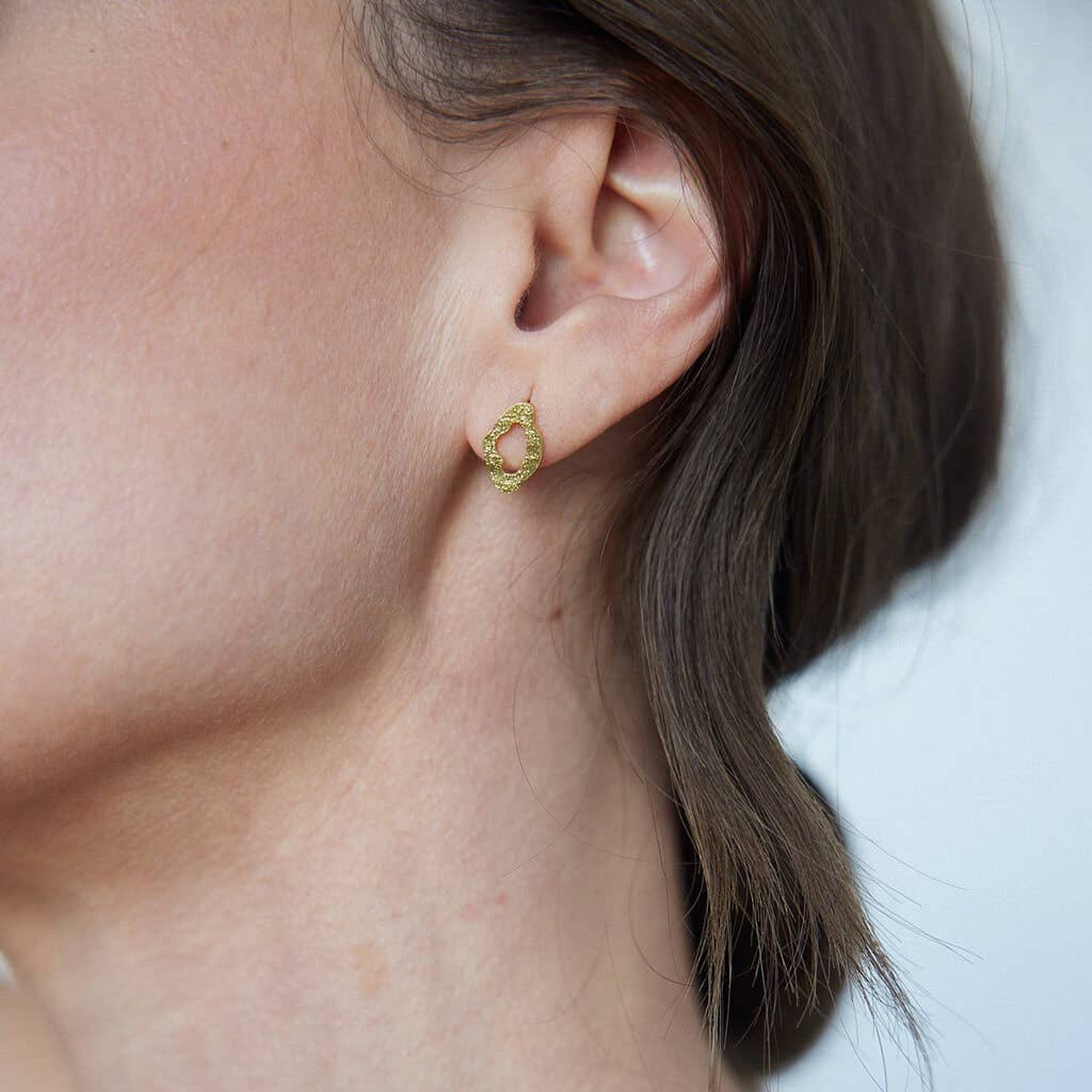 MULXIPLY - Canyon Stud Earrings | Hammered Brass - PMA Store at the Portland Museum of Art, Maine
